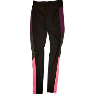 Xersion Fitted Black Color Block Leggings M Pocket adjustable waist